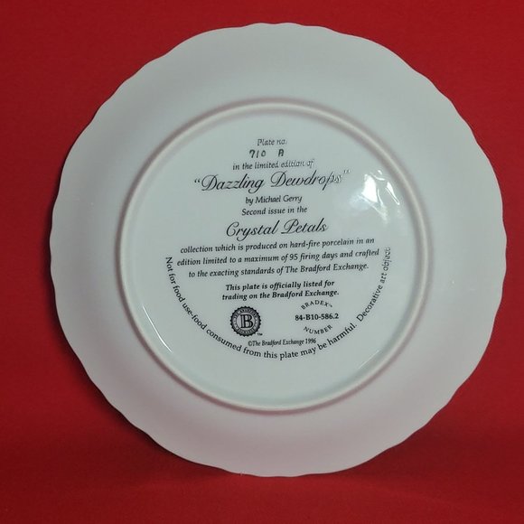 Bradford Exchange Crystal Petals Dazzling Dewdrops Michael Gerry Decorative Plat - Picture 2 of 9